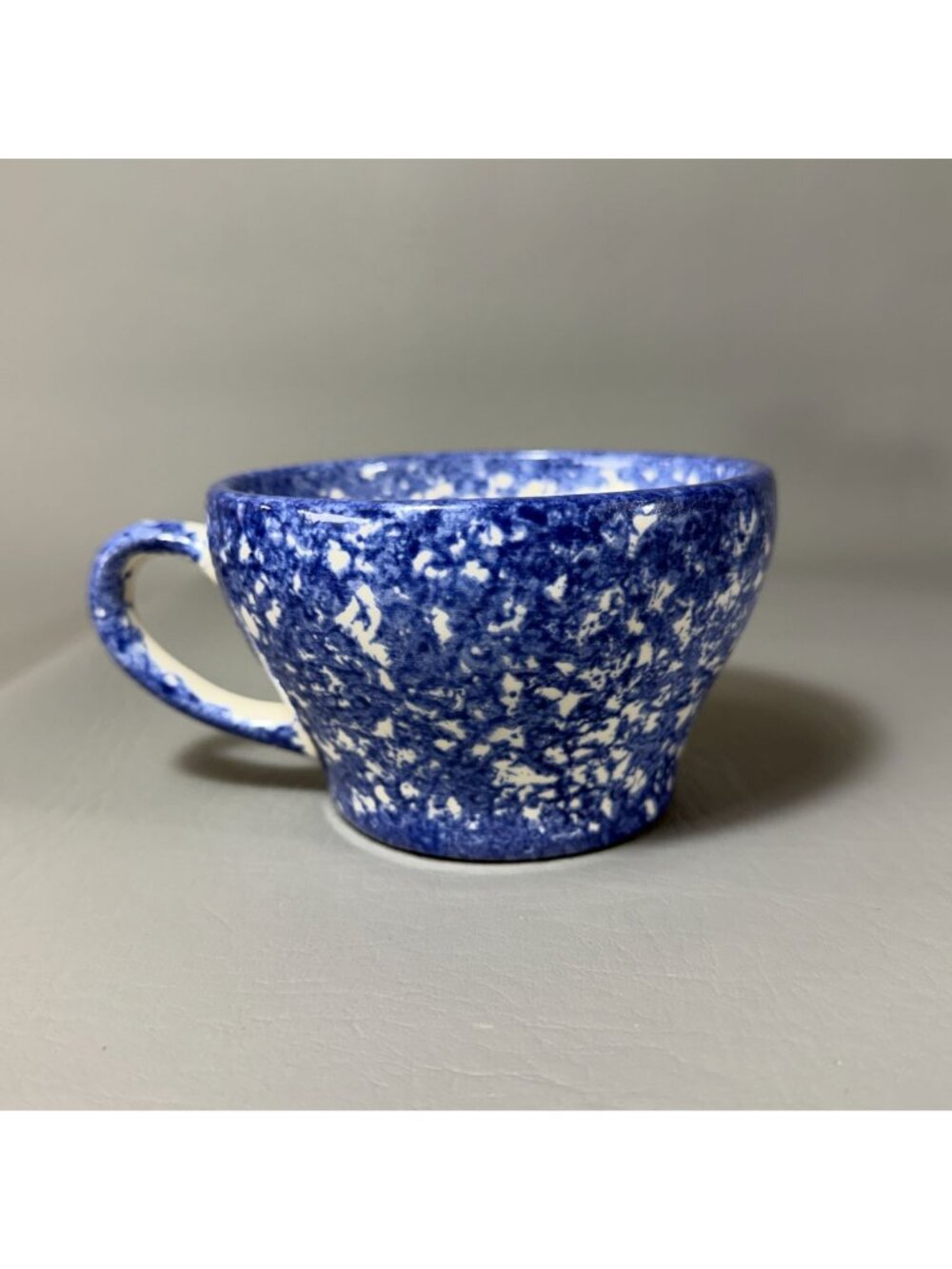 Vintage Signed Studio Pottery Tea for One Set Blue Spongeware Cow Sheep 3pc - Picture 11 of 12